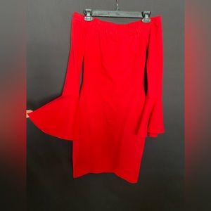 Off shoulder bright red dress